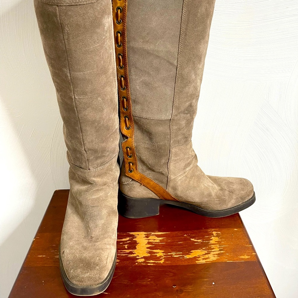 Nine West suede lace up zippered boots